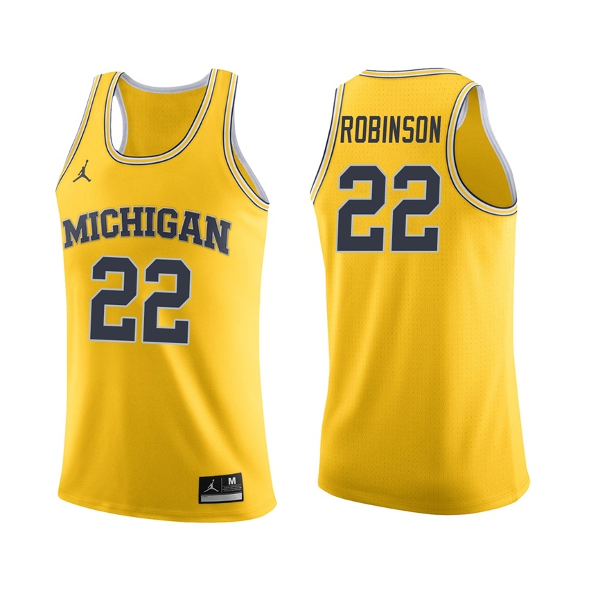 Michigan Wolverines Men's NCAA Duncan Robinson #22 Maize College Basketball Jersey QQQ4549PS